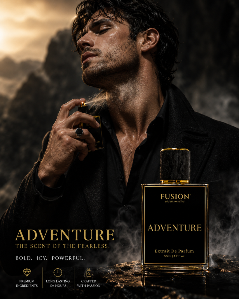 Fusion Essence Adventure Extrait de Parfum for Men | Long Lasting Woody Spicy Perfume | Pink Pepper, Bergamot, Sandalwood & Vetiver