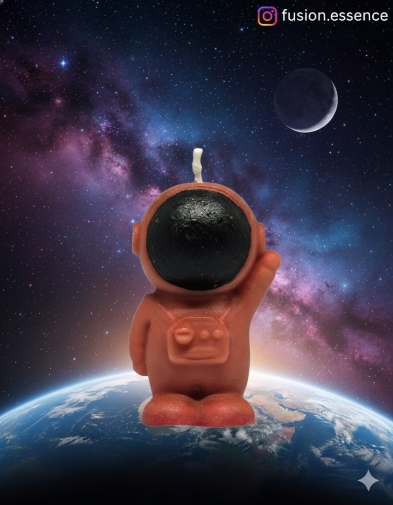 fusion essence astronaut soya wax candle | handcrafted space explorer decorative candle for kids' room, home décor & gifting 🚀🕯️🌌