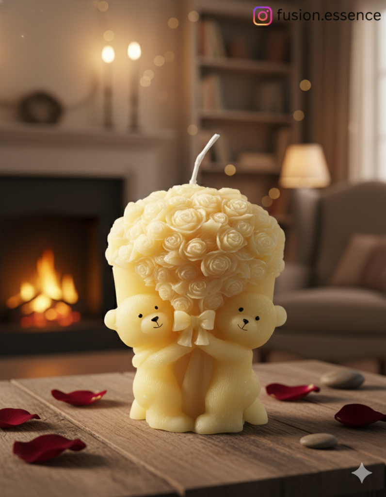 fusion essence mini teddy bear soya wax candle | handcrafted decorative bear candle for home décor & gifting 🧸🕯️✨