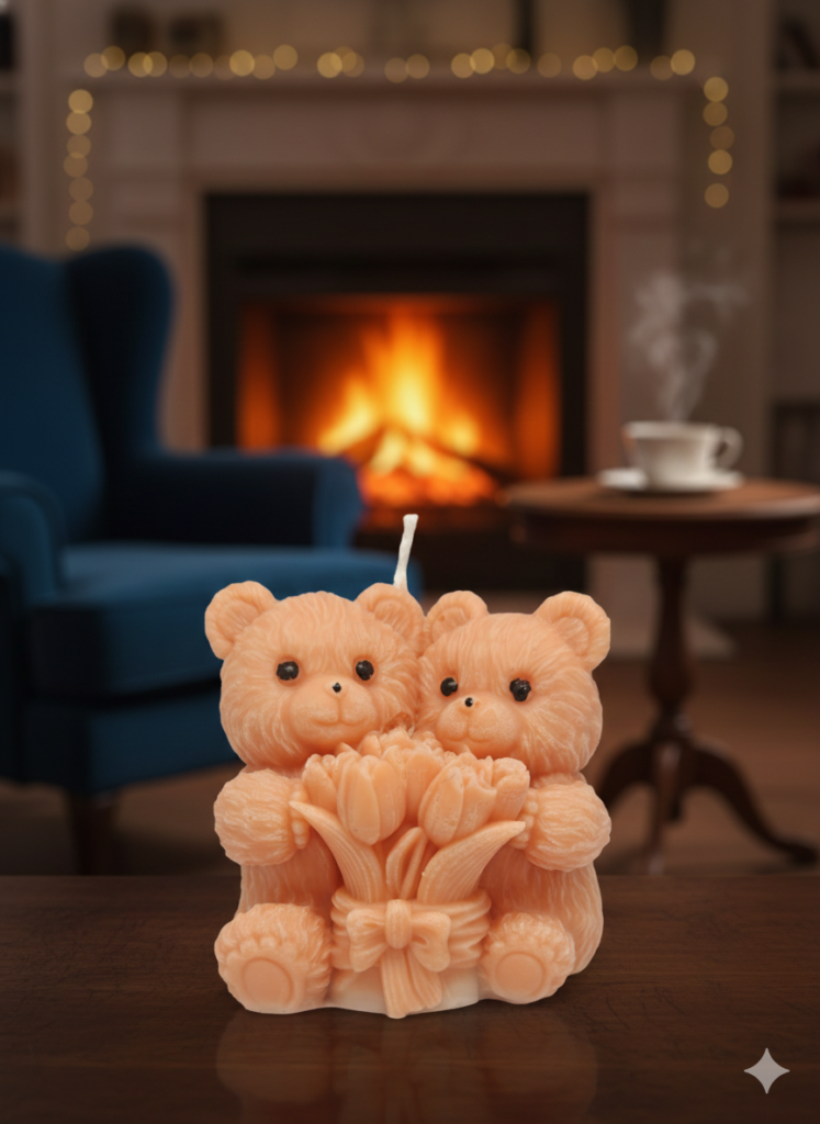fusion essence mini teddy bear soya wax candle | handcrafted decorative bear candle for home décor & gifting 🧸🕯️✨