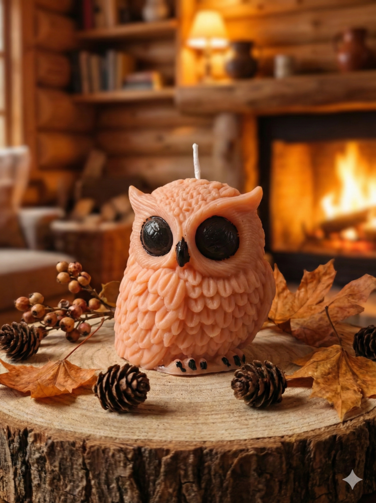fusion essence rigid owl soya wax candle | handcrafted majestic owl decorative candle for home décor, study table & unique gifting 🦉🕯️✨