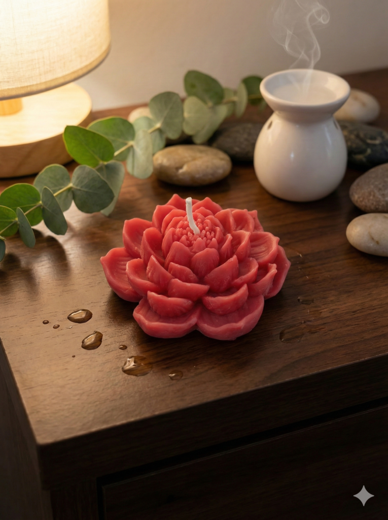 fusion essence lotus bloom soya wax candle | handcrafted decorative flower candle for home décor & gifting 🌺🕯️✨