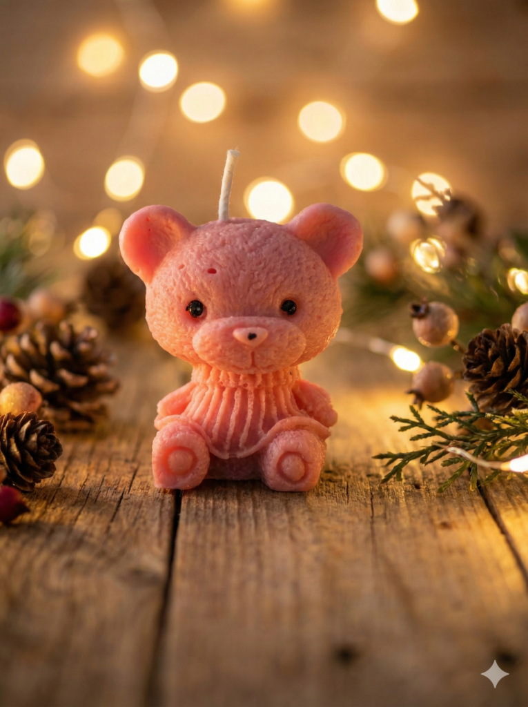 fusion essence mini teddy bear soya wax candle | handcrafted decorative bear candle for home décor & gifting 🧸🕯️✨