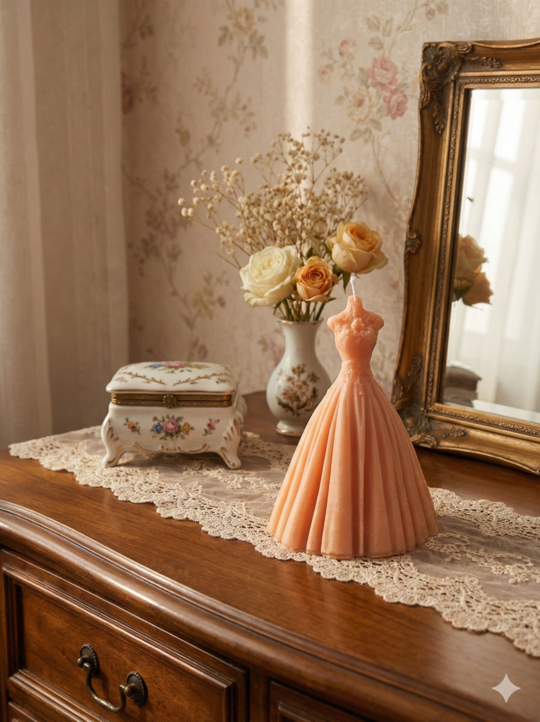 ✨ fusion essence elegant gown candle | handcrafted fashion inspired sculpture candle for home decoration & gifting