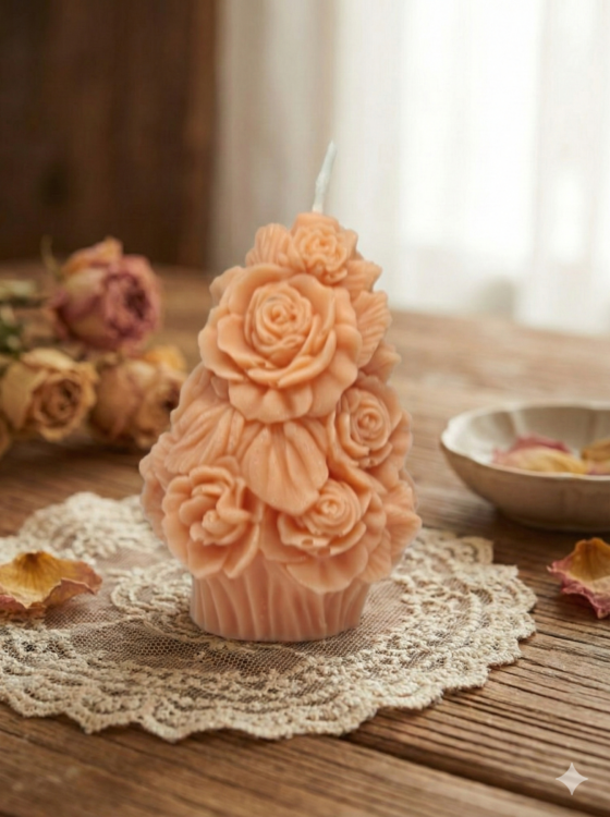 Fusion Essence Rose Blossom Soya Wax Candle | Handcrafted Decorative Floral Candle for Home Décor & Gifting 🌹🕯️✨