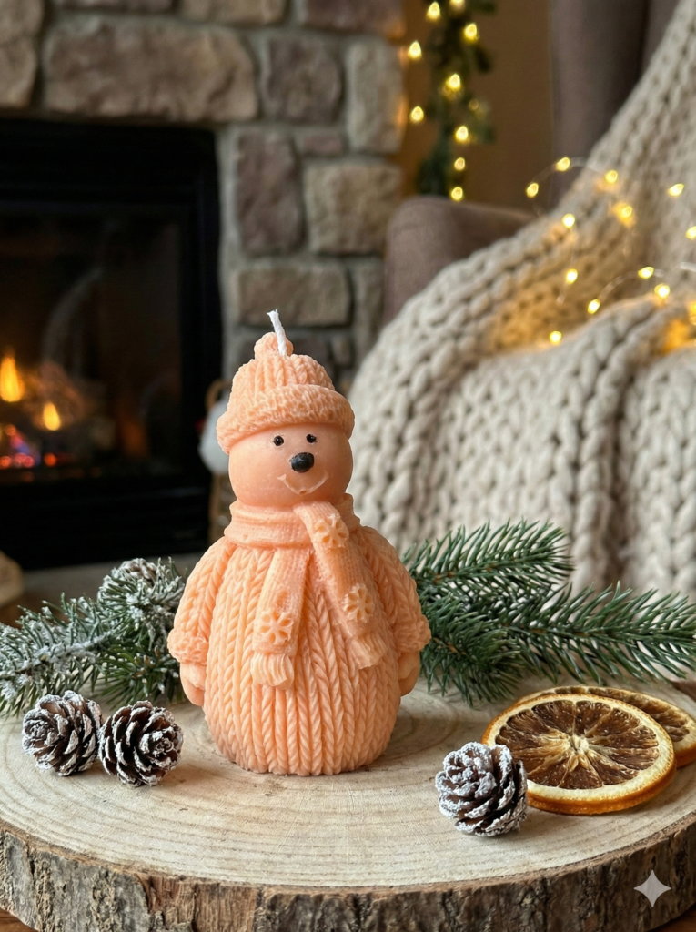fusion essence cute snowman soya wax candle | handcrafted winter snowman decorative candle for christmas décor & festive gifting ⛄🕯️❄️