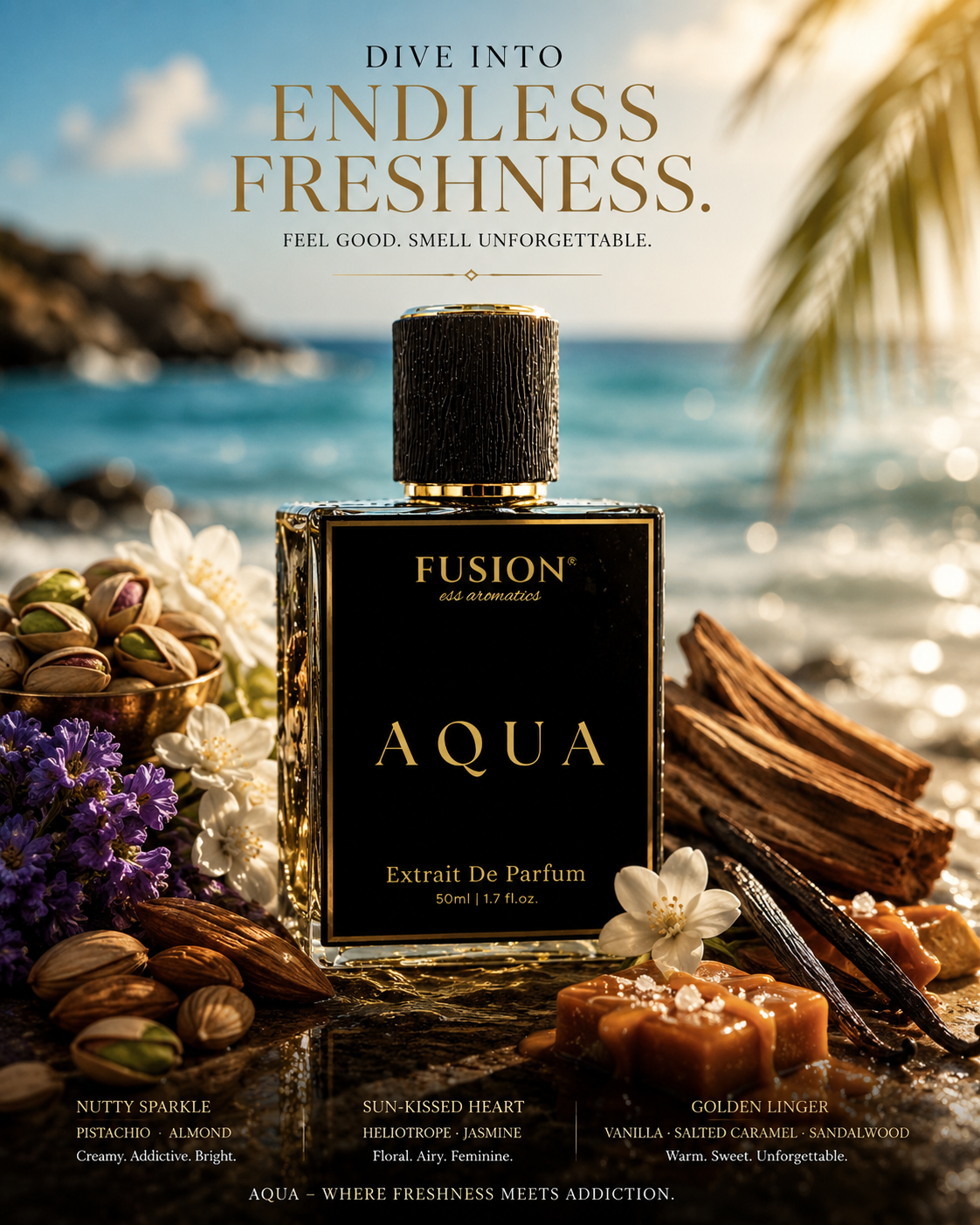 fusion essence aqua extrait de parfum unisex | long lasting fresh aquatic fragrance | marine notes, jasmine, vanilla & sandalwood notes fusion essence aqua extrait de parfum unisex | long lasting fresh aquatic fragrance | marine notes, jasmine, vanilla & sandalwood notes