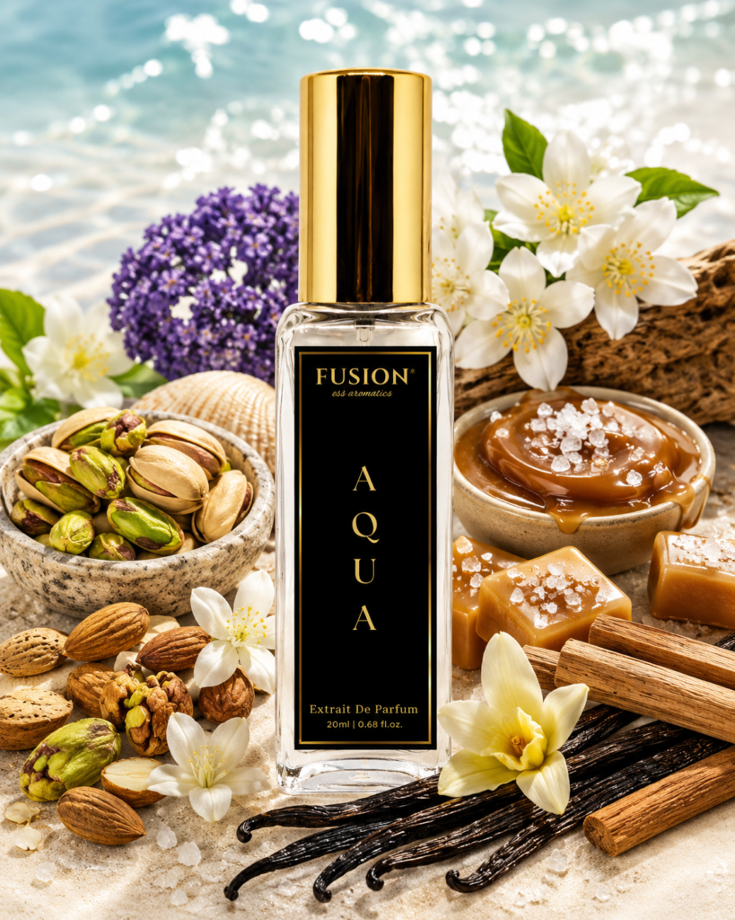 fusion essence aqua extrait de parfum unisex | long lasting fresh aquatic fragrance | marine notes, jasmine, vanilla & sandalwood notes