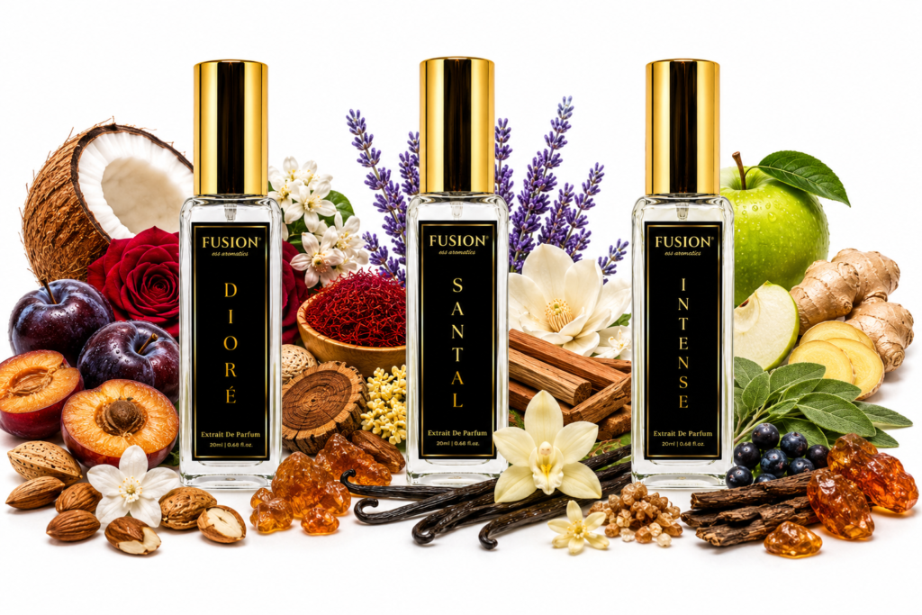 fusion essence signature trio perfume set for men & women | 3 x 20ml extrait de parfum | long lasting luxury fragrance gift collection | dioré, santal & intense