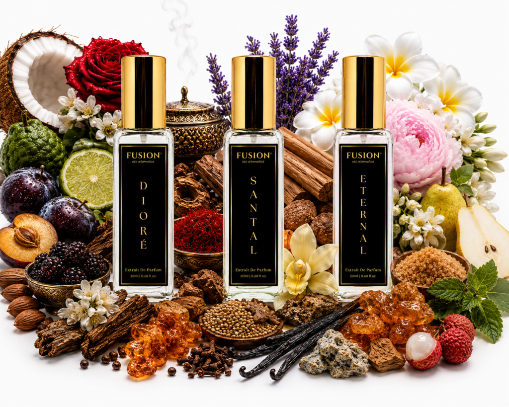 fusion essence prestige trio perfume set for men & women | 3 x 20ml extrait de parfum | long lasting luxury fragrance gift collection | dioré, santal & eternal