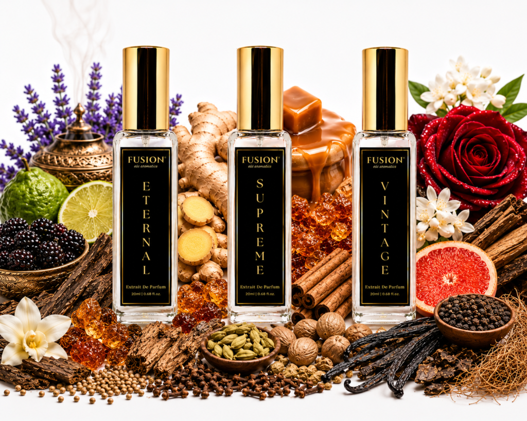 fusion essence legacy reserve trio perfume set for men & women | 3 x 20ml extrait de parfum | long lasting luxury fragrance gift collection | eternal, vintage & supreme