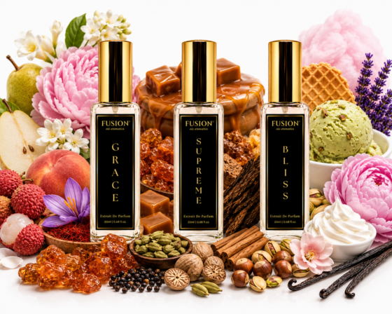 Fusion Essence Luxe Trio Perfume Set for Men & Women | 3 x 20ml Extrait de Parfum | Premium Gourmand & Floral Fragrance Gift Collection | Grace, Supreme & Bliss