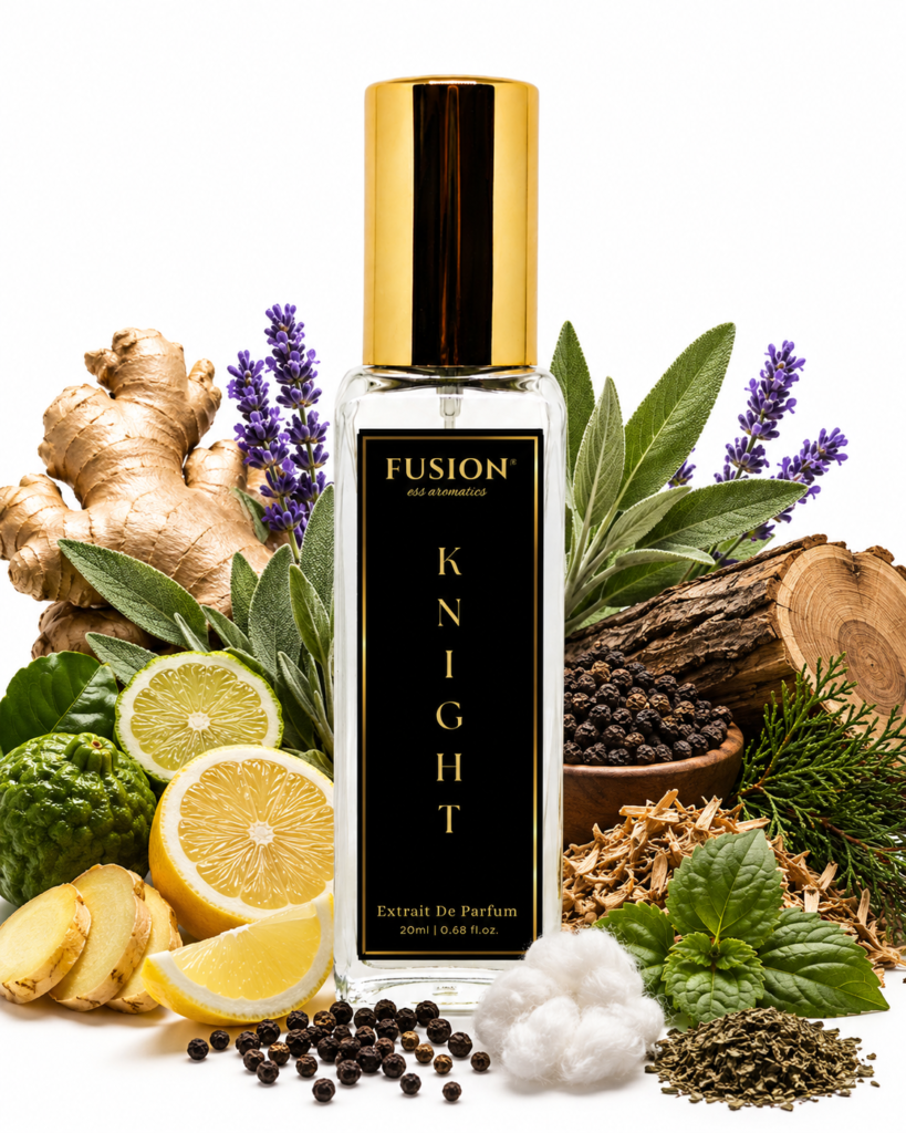 fusion essence knight extrait de parfum for men | long lasting woody spicy fragrance | ginger, bergamot, black pepper, lavender & cedarwood notes