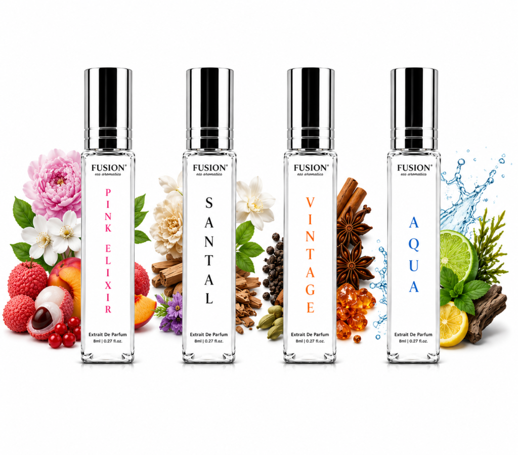fusion essence modern classics travel collection | 4 x 8ml extrait de parfum for men & women | long lasting pocket perfume collection.