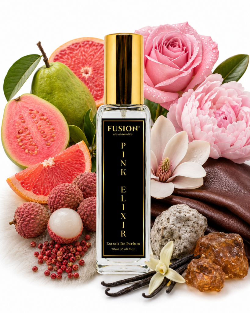 fusion essence pink elixir extrait de parfum unisex | long lasting floral fruity fragrance | guava, litchi, rose, vanilla & musk notes