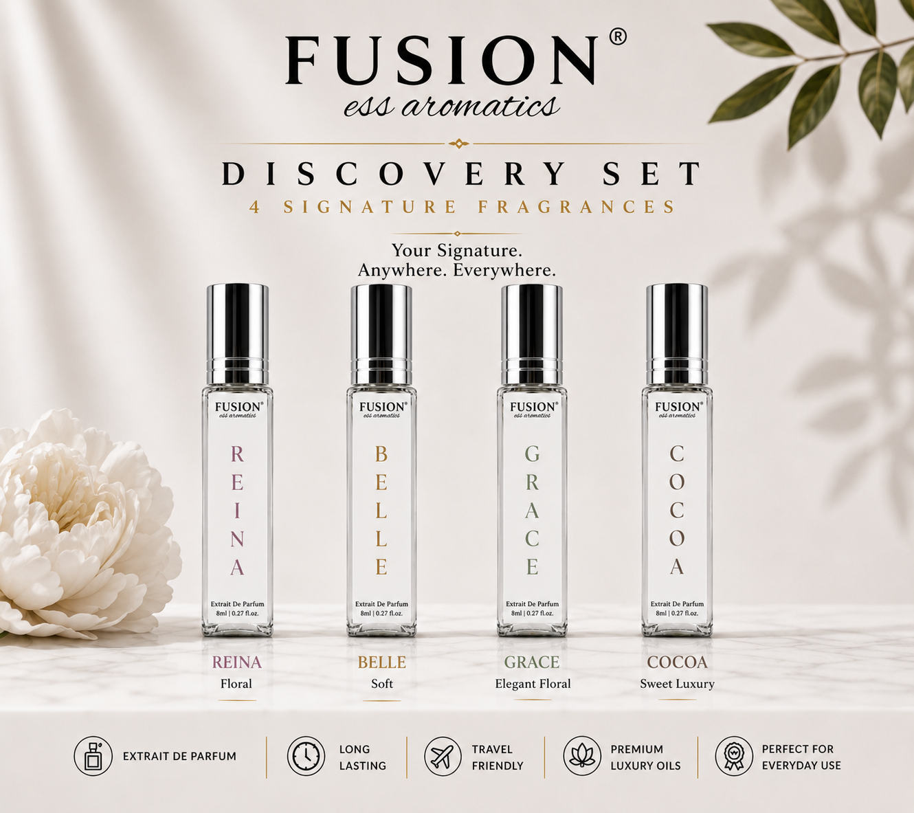 fusion essence sweet aura travel collection | 4 x 8ml extrait de parfum for men & women | long lasting pocket perfume collection fusion essence sweet aura travel collection | 4 x 8ml extrait de parfum for men & women | long lasting pocket perfume collection