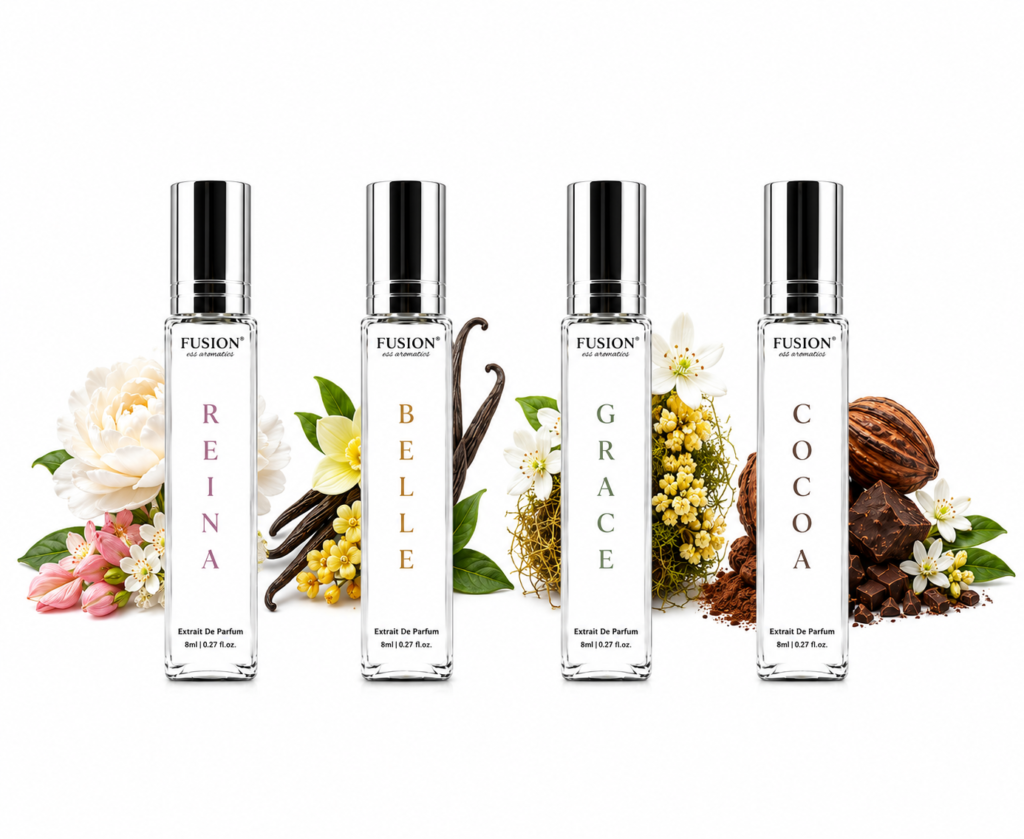 fusion essence sweet aura travel collection | 4 x 8ml extrait de parfum for men & women | long lasting pocket perfume collection