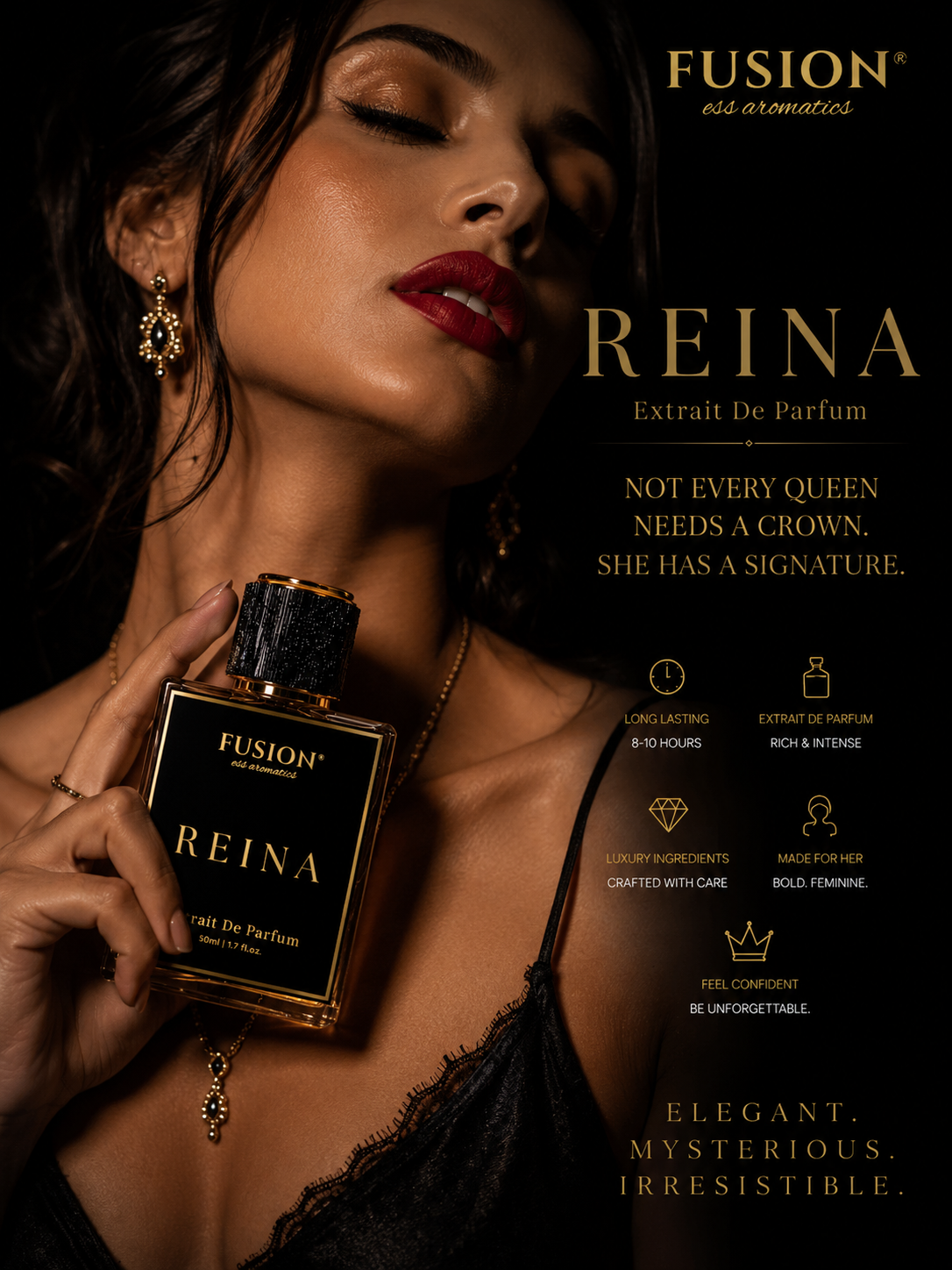 fusion essence reina extrait de parfum for women | long lasting floral fruity fragrance | pear, strawberry, damask rose, bourbon vanilla & white musk notes fusion essence reina extrait de parfum for women | long lasting floral fruity fragrance | pear, strawberry, damask rose, bourbon vanilla & white musk notes