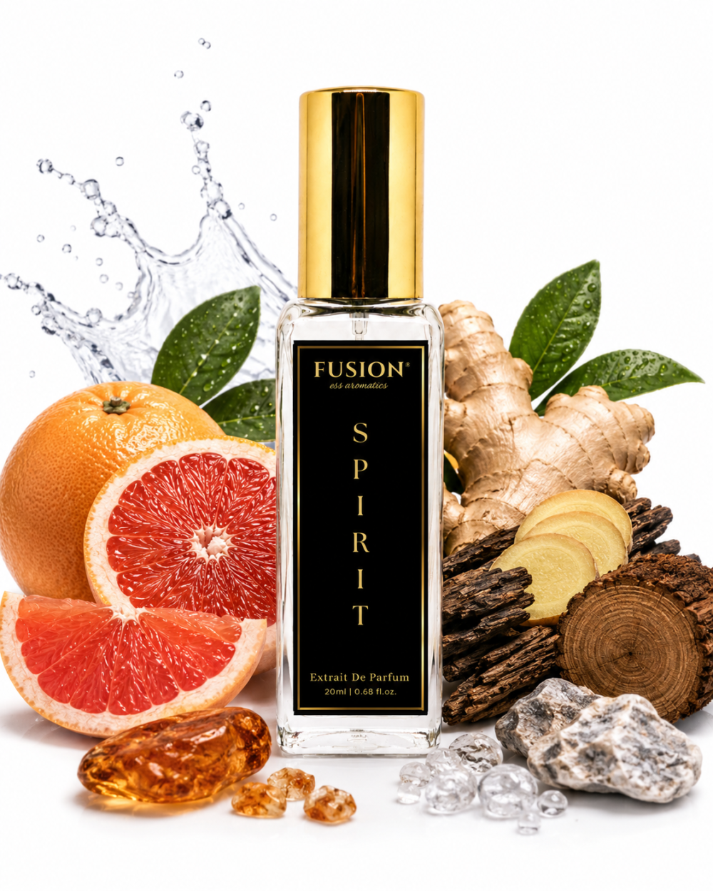 fusion essence spirit extrait de parfum for men | long lasting fresh woody fragrance | grapefruit, ginger, ambroxan & rich wood notes