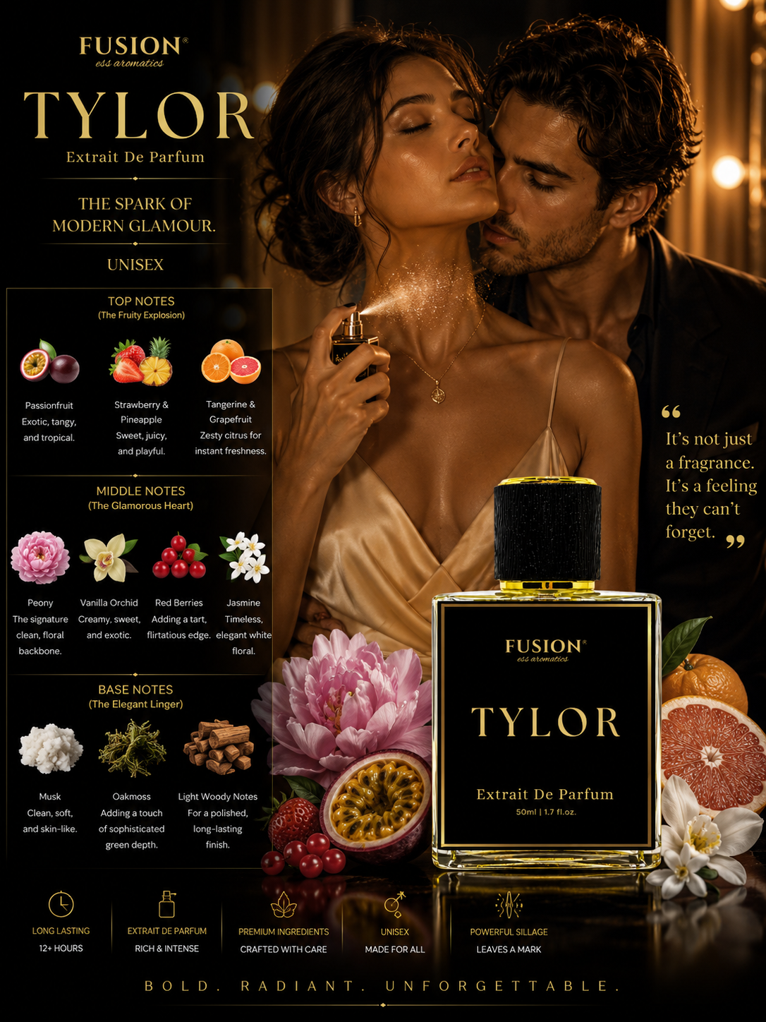 fusion essence tylor extrait de parfum for women | long lasting floral fruity fragrance | passionfruit, strawberry, peony, vanilla orchid & musk notes fusion essence tylor extrait de parfum for women | long lasting floral fruity fragrance | passionfruit, strawberry, peony, vanilla orchid & musk notes