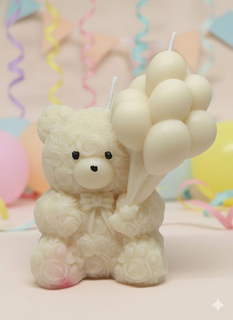 fusion essence teddy bear with balloons soya wax candle | handcrafted cute decorative bear candle for home décor & gifting 🎈🧸🕯️✨