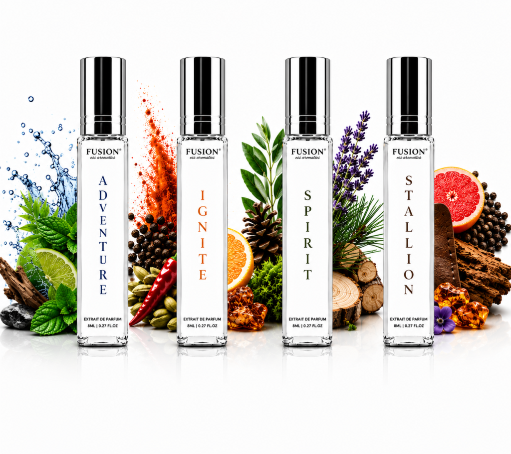 fusion essence fresh drive travel collection | 4 x 8ml extrait de parfum for men & women | long lasting pocket perfume collection