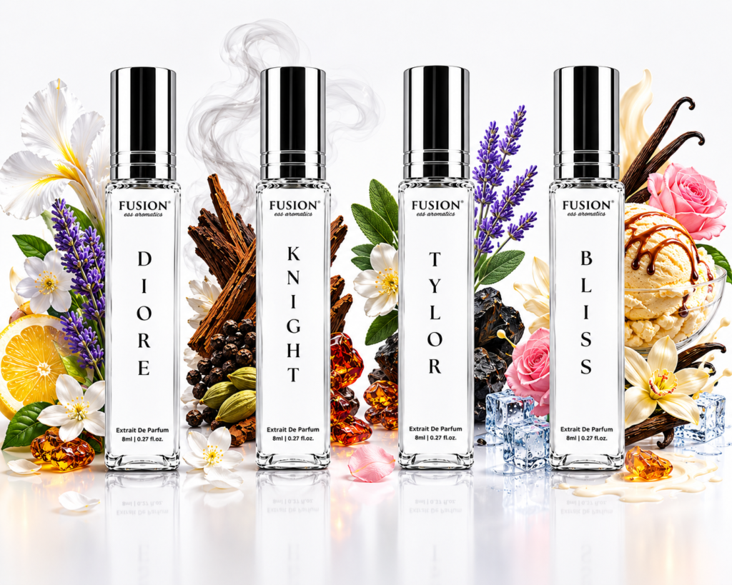 fusion essence luxe identity travel collection | 4 x 8ml extrait de parfum for men & women | long lasting pocket perfume collection