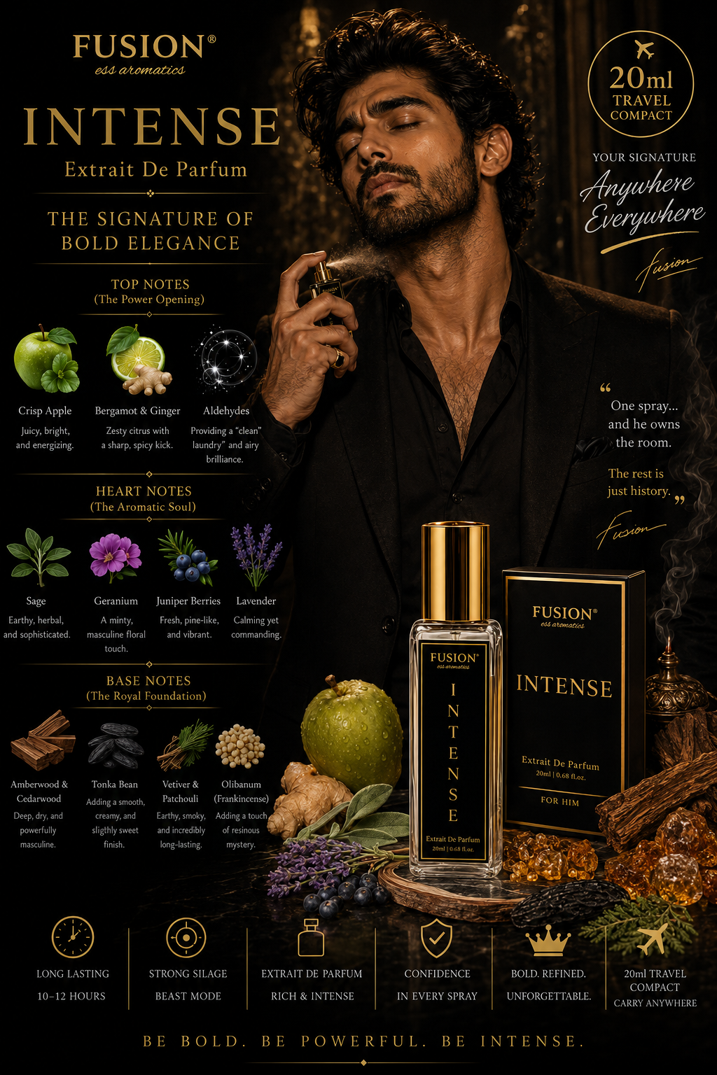 fusion essence intense extrait de parfum for men | long lasting aromatic woody fragrance | apple, bergamot, lavender, tonka bean & amberwood notes fusion essence intense extrait de parfum for men | long lasting aromatic woody fragrance | apple, bergamot, lavender, tonka bean & amberwood notes